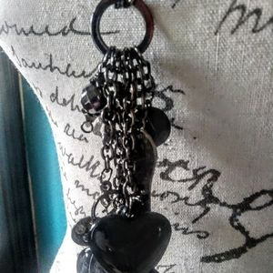 3 heart long chain necklace